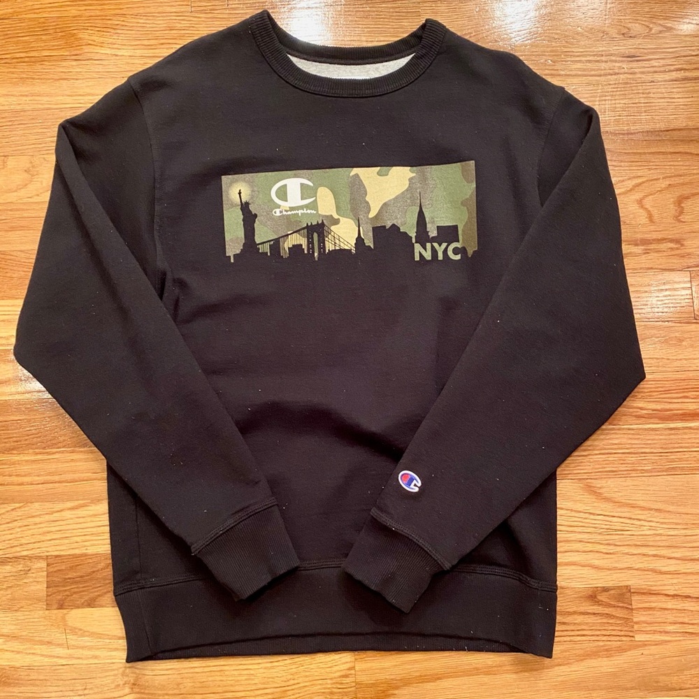 Champion Crew Neck Sweater in Black
